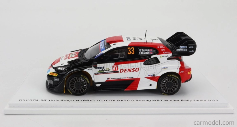 Spark-model Toyota Yaris Gr Hybrid Rally1 Team Toyota Gazoo Racing Wrt N 33 Winner Rally Japan 2023 Elfyn Evans - Scott Martin 1:43 Biela červená čierna