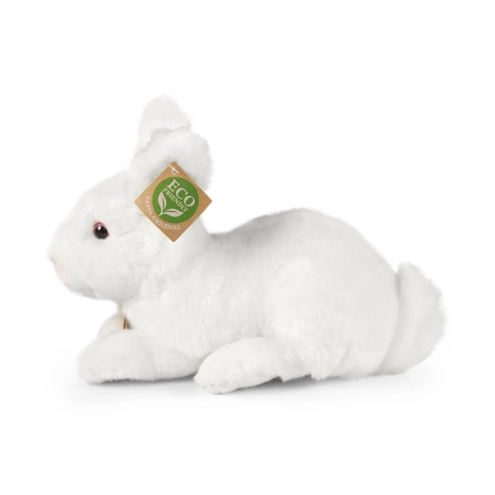 Biely plyšový králik ležiaci, 23 cm, ECO-FRIENDLY