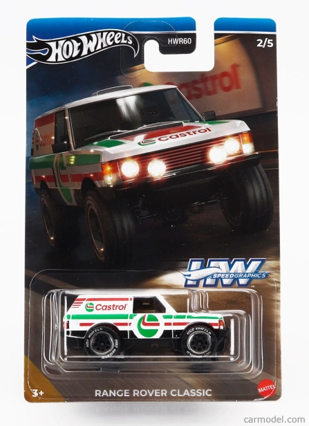 Mattel hot wheels Land rover Range Rover Classic Castrol 1980 1:64 Biela