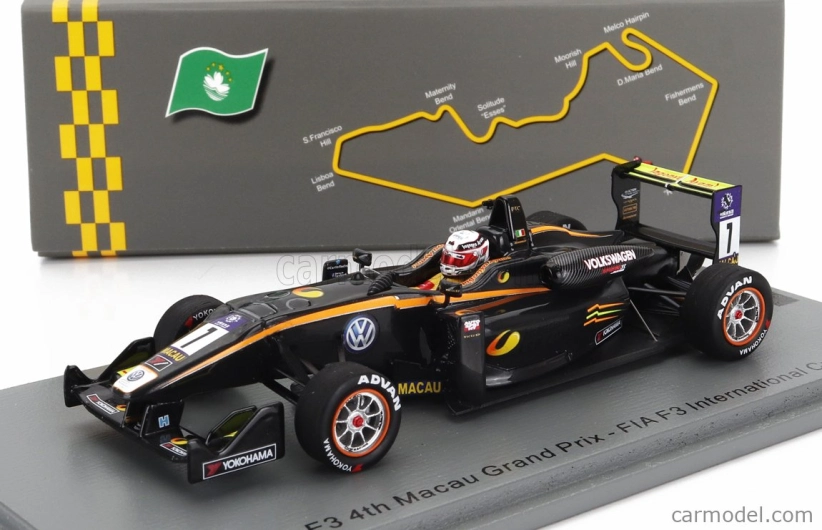 Spark-model Dallara F3 Team Carlin N 7 4th Macau Gp International Cup 2015 Antonio Giovinazzi 1:43 Black