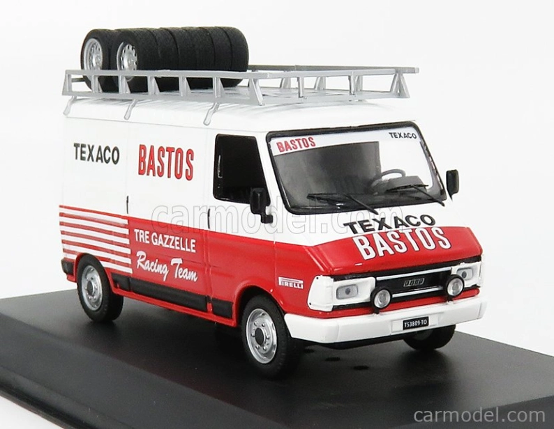 Ixo-models Fiat 242 Van Team Tre Gazzelle Bastos Texaco Rally Assistance 1984 1:43 Bílá Červená