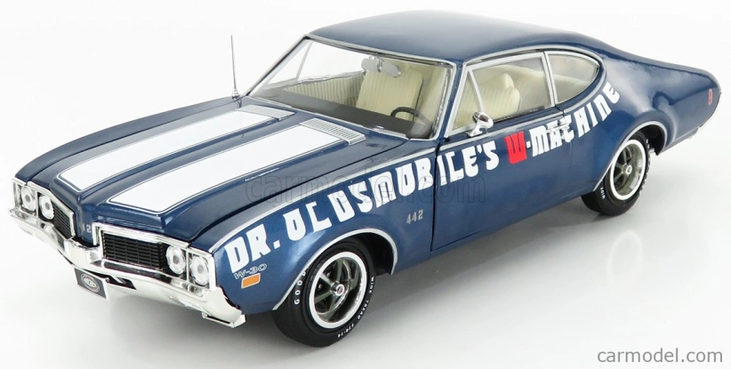 Autoworld Oldsmobile Cutlass 442 Coupe 1969 - Dr Oldsmobile's W-machine 1:18 Modrá Bílá