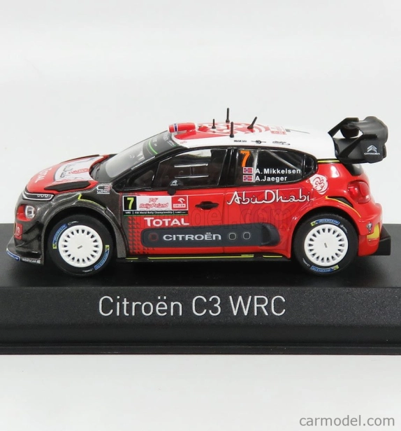 Norev Citroen C3 Wrc Abu Dhabi N 7 Rally Pologne 2017 A.mikkelsen - A.jaeger 1:43 Červená Biela Čierna