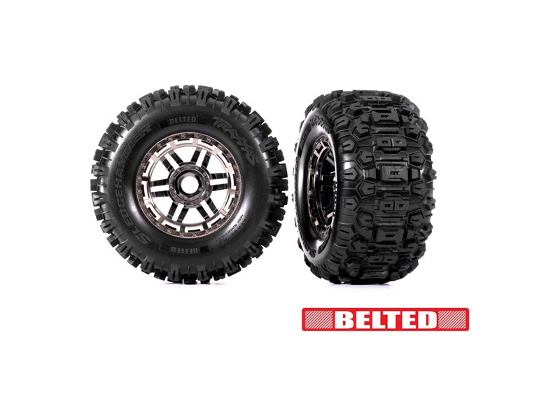 Kolesá Traxxas 2,9/3,8", čierny chrómový disk, pneumatiky Sledgehammer All-Terrain (2)