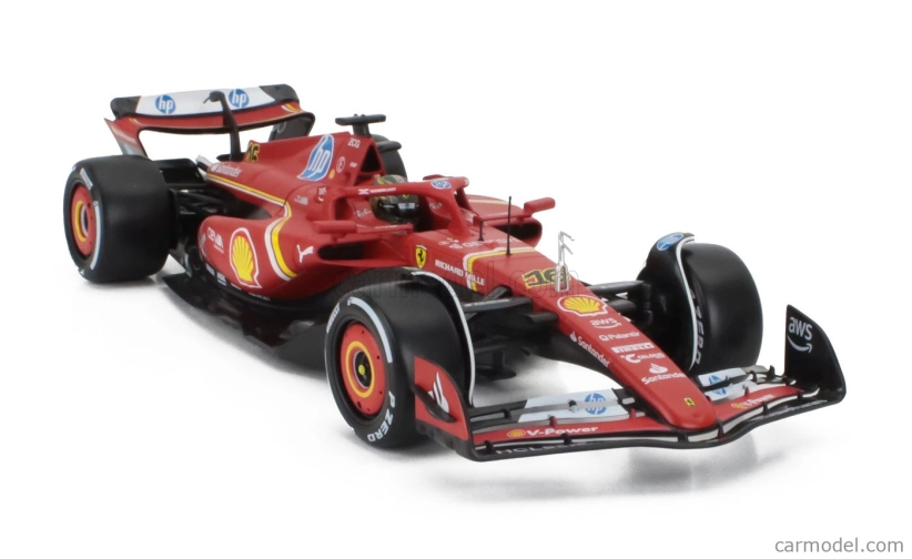 Bburago Ferrari F1 Sf-24 Team Scuderia Ferrari N 16 Winner Italy Monza Gp 2024 Charles Leclerc – Con Vetrina – With Showcase 1:18 červená biela čierna