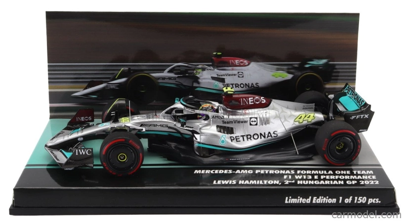 Minichamps Mercedes gp F1 W13e Team Mercedes-amg Petronas F1 N 44 2nd Hungarian Gp 2022 Lewis Hamilton 1:43 Stříbrná Zelená