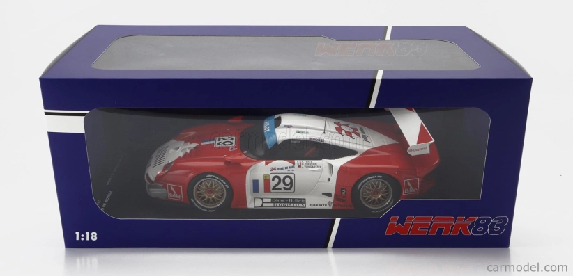Werk83 Porsche 911 Gt1 3.2l Turbo Team Societe Jb N 29 24h Le Mans 1997 A.ferte - J.von Gartzen - O.thevenin 1:18 červená biela