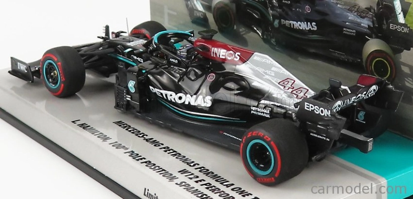 Minichamps Mercedes gp F1 W12 Mercedes M12 Eq Power+ Team Amg Petronas Motorsport Formula One N 44 100. Pole Position Winner Španielsko Gp 2021 Lewis Hamilton 1:43 Black Green