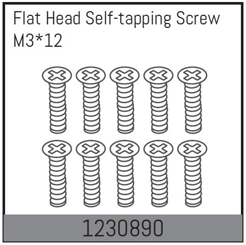 1230890 - M3*12 Flat Head Self-tapping Screw Set (10)