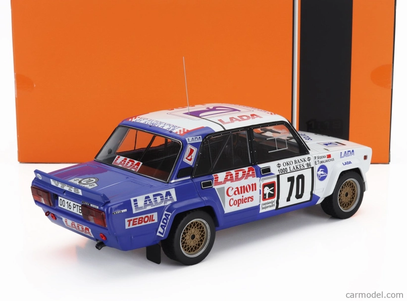Ixo-models Lada fiat 2105 Vfts N 70 Rally 1000 Lakes 1986 Eugenijus Tumalevicious - Pranas Videika 1:18 Bílá Modrá