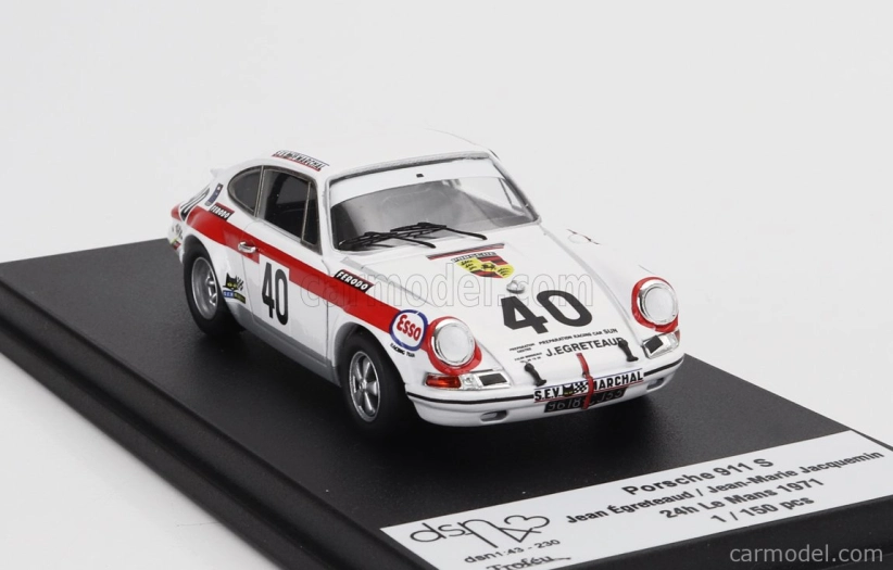 Trofeu Porsche 911s Coupe N 40 24h Le Mans 1971 Jean Egreteaud - Jean Marie Jacquemin 1:43 Biela červená