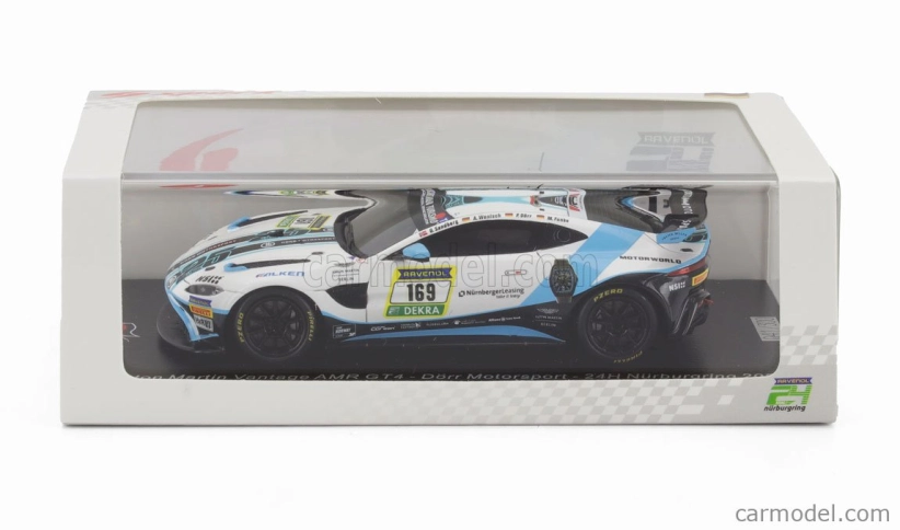 Spark-model Aston martin Vantage Amr Gt3 Team Dorr Motorsport N 169 24h Nurburgring 2024 O.sandberg - A.wenisch - M.funke - P.dorr 1:43 White Blue Black