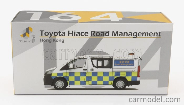 Tiny toys Toyota Hiace Minibus Hong Kong Police 2009 1:64 Bílá Modrá Žlutá
