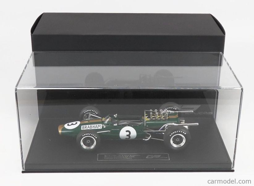 Gp-replika Brabham F1 Bt19 N 3 Winner Germany Gp Jack Brabham 1966 World Champion - Con Vetrina - S vitrínou 1:18 Green Gold