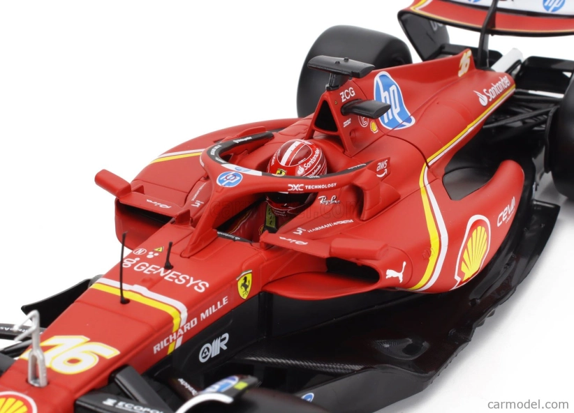 Bburago Ferrari F1 Sf-24 Team Scuderia Ferrari N 16 4th Emilia Romagna Imola Gp 2024 Charles Leclerc - Con Vetrina - With Showcase 1:18 Červená Černá