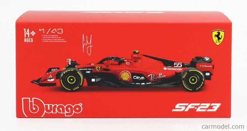 Bburago Ferrari F1 Sf-23 Team Scuderia Ferrari N 55 1:43, červená