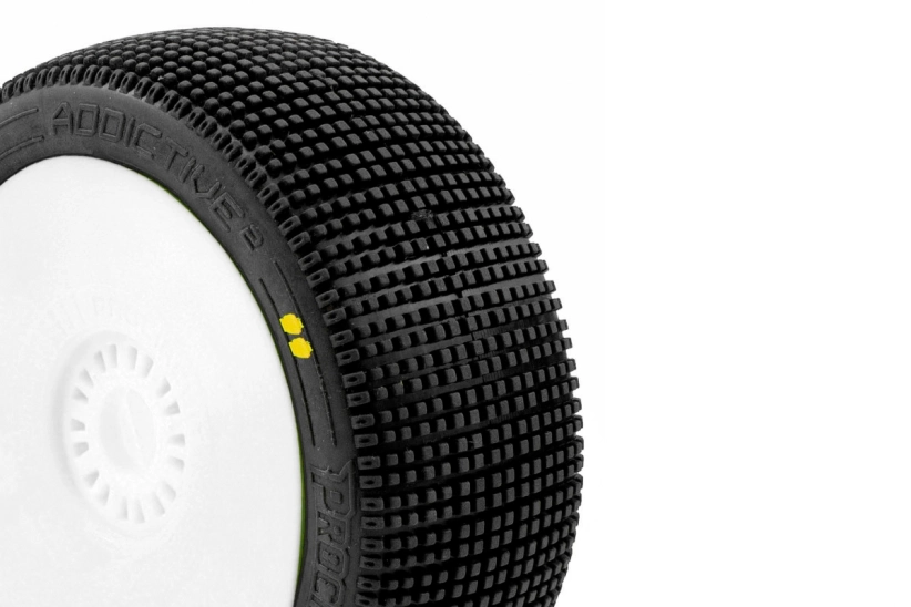 ADDICTIVE V2 BUGGY S2 (SOFT) lepené pneumatiky, biele disky, 2 ks.