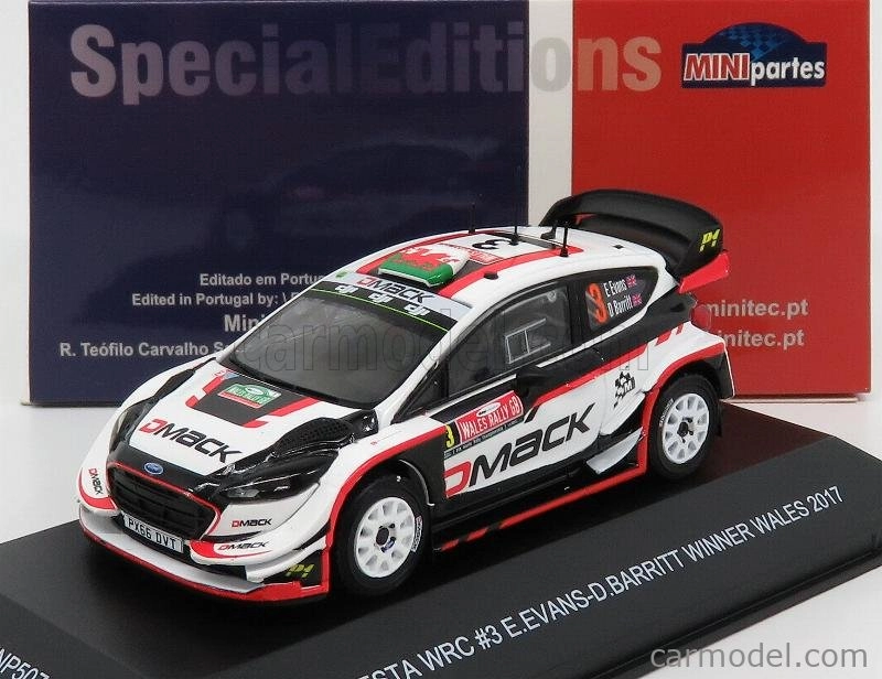 Minipartes Ford england Fiesta Wrc N 3 Winner Rally Wales 2017 E.evans - D.barritt 1:43 Biela čierna červená