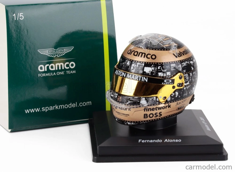 Spark-model Bell helmet Casco Helmet F1 Fernando Alonso Team Aston Martin Aramco Cognizant N 14 Mexico Gp 2024 1:5 Různé