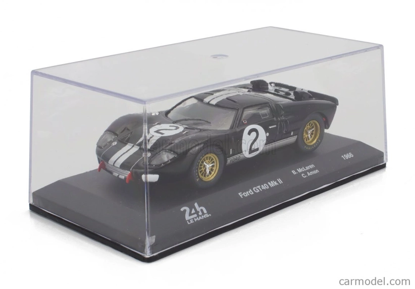 Edicola Ford usa Gt40 Mkii 7.0l V8 Team Shelby American Inc. N 2 Winner 24h Le Mans 1966 Bruce Mclaren - Chris Amon 1:43 Černá Bílá