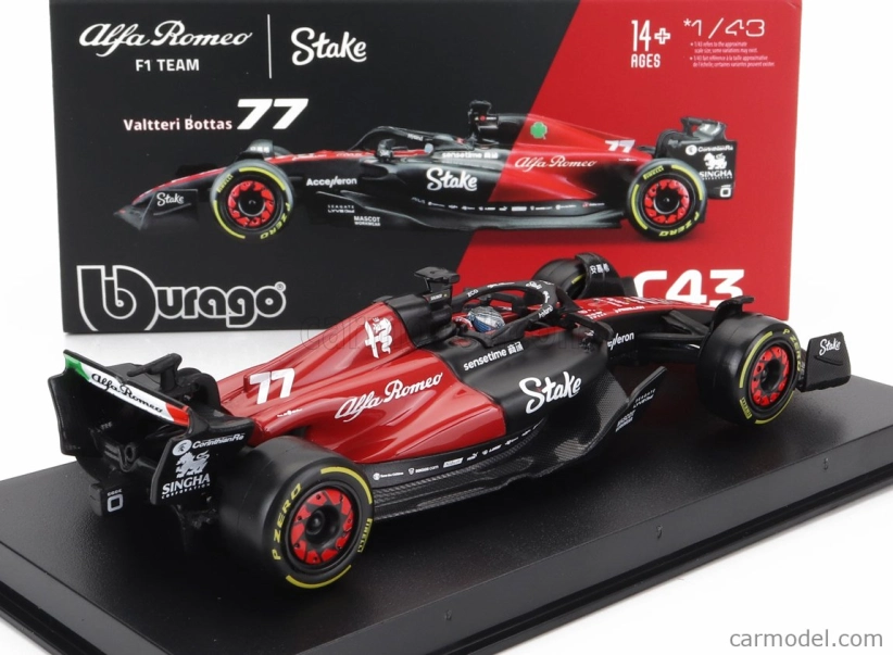 Bburago Alfa romeo F1 C43 Team Stake N 77 Season 2023 Valtteri Bottas 1:43, černá