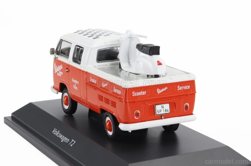 Schuco Volkswagen T2 Double Cabine Pick-up 1962 With Vespa Gs 1:43 Červená Bílá