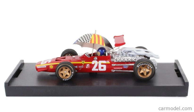 Brumm Ferrari F1 312 N 26 Winner France Gp 1968 Jacky Ickx - s figúrkou pilota a dáždnikom 1:43 červená biela