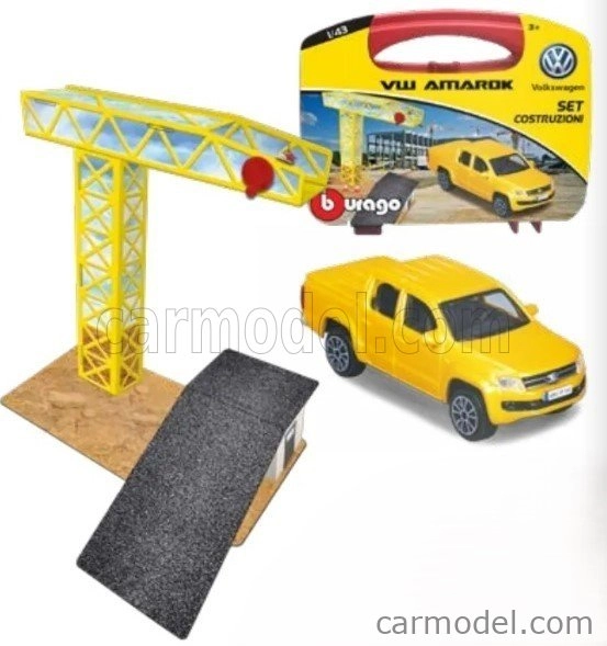 Bburago Accessories Diorama – Set Build Construction – Set Costruzioni – With Volkswagen Amarok Pick-up 2019 1:43 žltá