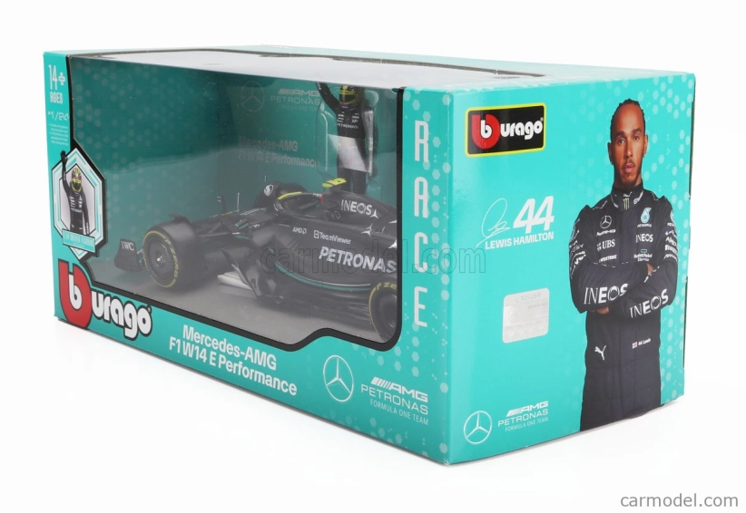 Bburago Mercedes gp F1 W14 Team Mercedes-amg Petronas Formula One N 44 Season 2023 Lewis Hamilton 1:24 Matt Black