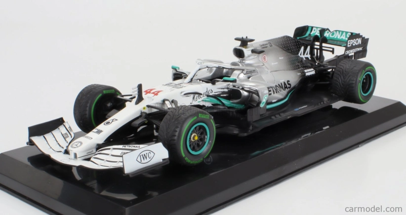 Edicola Mercedes gp F1  W10 Eq Power+ Team Amg Petronas Motorsport World Champion N 44 German Gp 2019 Lewis Hamilton - Damage Blister Box 1:24 Bílá Stříbrná Černá