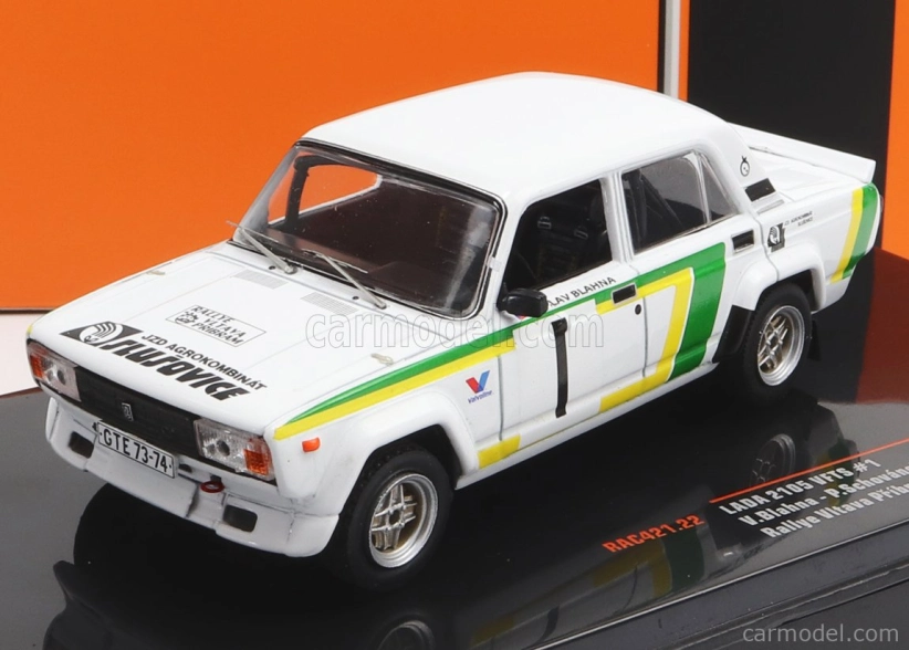 Ixo-models Lada fiat 2105 Vfts N 1 Rally Vltava Pribram 1988 V.blahna - P.schovanek 1:43 Bílá Zelená Žlutá