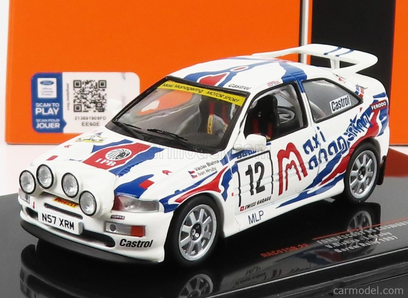 Ixo-models Ford england Escort Rs Cosworth (nočná verzia) N 12 Rally Barum 1996 V.blahna - I.hruby 1:43 Biela modrá červená