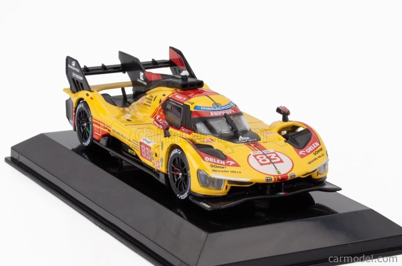 Bburago Ferrari 499p 3.0l Turbo V6 Team Af Corse N 83 24h Le Mans 2024 Robert Kubica – Robert Shwartzman – Yifei Ye – With Showcase 1:43 žltá červená