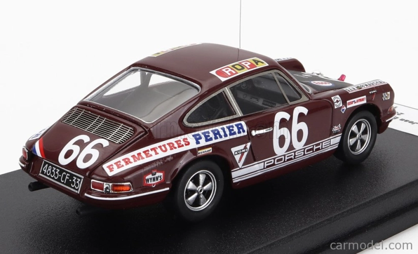 Trofeu Porsche 911t Team Egreteaud N 66 24h Le Mans 1969 J.egreteaud - R.lopez 1:43 Bordeaux Black