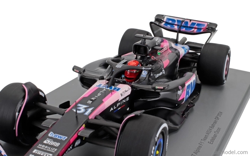 Spark-model Alpine F1 A524 Team Bwt Alpine N 31 Bahrain Gp 2024 Esteban Ocon 1:18 Black Blue Pink