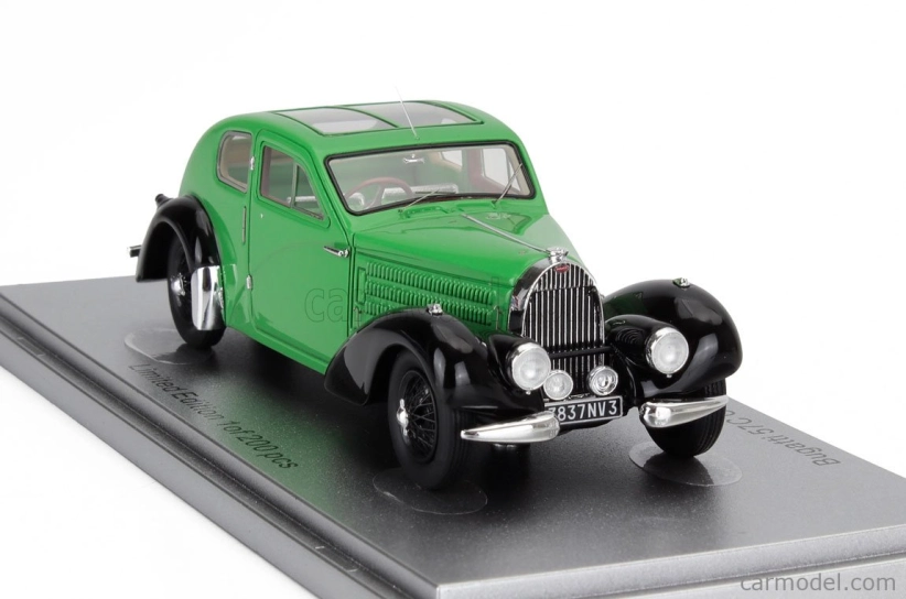 Kess-model Bugatti 57c S/n.57335 Coupe Aerodynamique Panoramic Roof 1938 1:43 Green Black