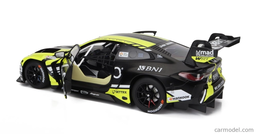 Minichamps BMW radu 4 M4 Gt3 Team Wrt N 46 3. 24h Dubaj 2023 Valentino Rossi - Sean Gelael - Max Hesse - Maxime Martin - Timothy Whale 1:18 Žltá čierna