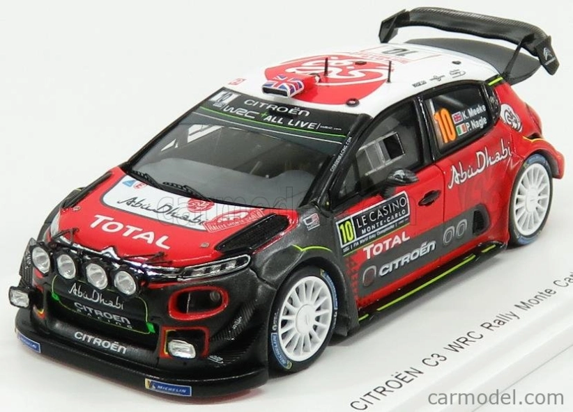 Spark-model Citroen C3 Wrc Team Citroen Total Abu Dhabi Wrt N 10 Rally Montecarlo 2018 K.meeke - P.nagle 1:43 Červená Bílá