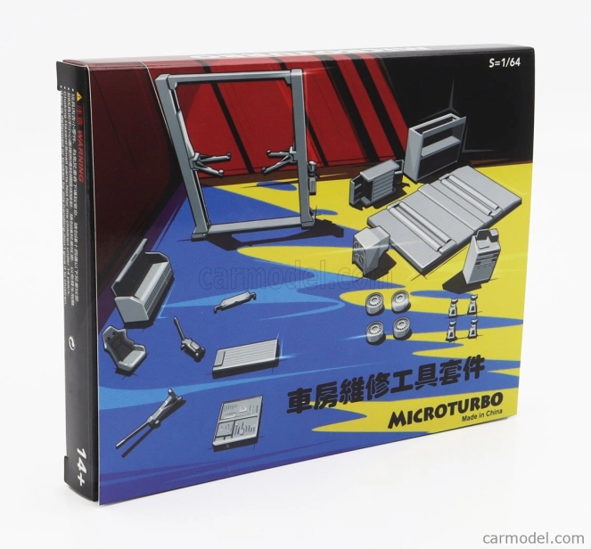 Peako Accessories Set Officina E Revisioni Microturbo - Ponte Sollevatore Auto - Twin Post Lift 1:64 Červená Černá