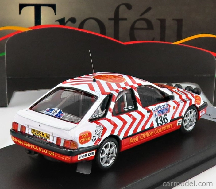 Trofeu Ford england Sierra Xr4x4 (nočná verzia) N 136 Rally Rac Lombard 1987 K.ridley - G.bradford 1:43 Biela červená