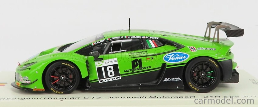 Spark-model Lamborghini Huracan Gt3 Team Antonelli Motorsport N 18 24h Spa 2018 J.perez - G.giraudi - L.spinelli - G.altoe 1:43 Zelená