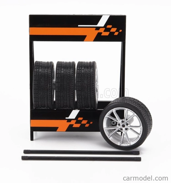 Ixo-models Accessories Kovový stojan se čtyřmi pneu Hyundai 1:18, černá