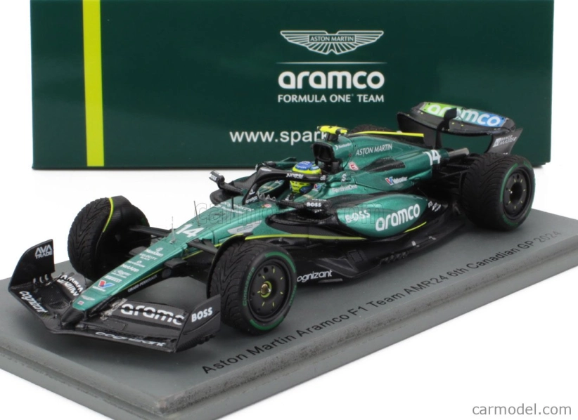 Spark-model Aston martin F1 Amr24 Team Aramco Cognizant N 14 Canada Gp 2024 Fernando Alonso 1:43 Zelená Černá
