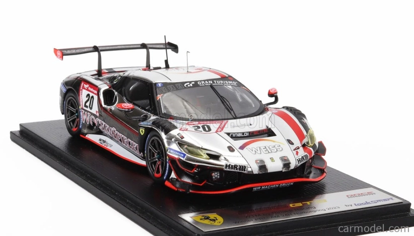 Looksmart Ferrari 296 Gt3 3.0l Twin Turbo V6 Team Wtm By Rinaldi Racing N 20 7th 24h Nurburgring 2023 Leonard Weiss - Jochen Krumbach - Daniel Keilwitz - Indy Dontje 1:43 Bílá Černá Červená