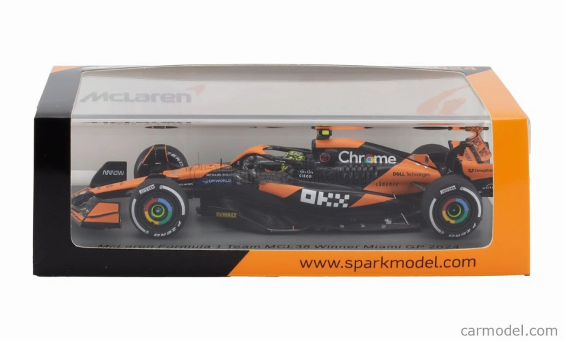Spark-model Mclaren F1  Mcl38 Team Mclaren N 4 Winner Miami Gp 2024 First F1 Victory Lando Norris 1:43 Oranžová Černá