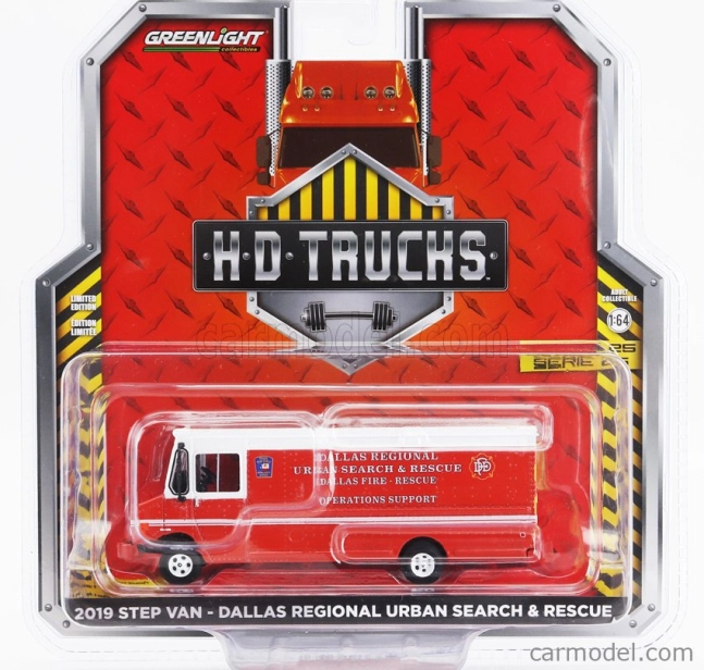 Greenlight Truck Step Van Dallas Regional Urban Fire Engine Search & Rescue 2019 1:64 Červená biela