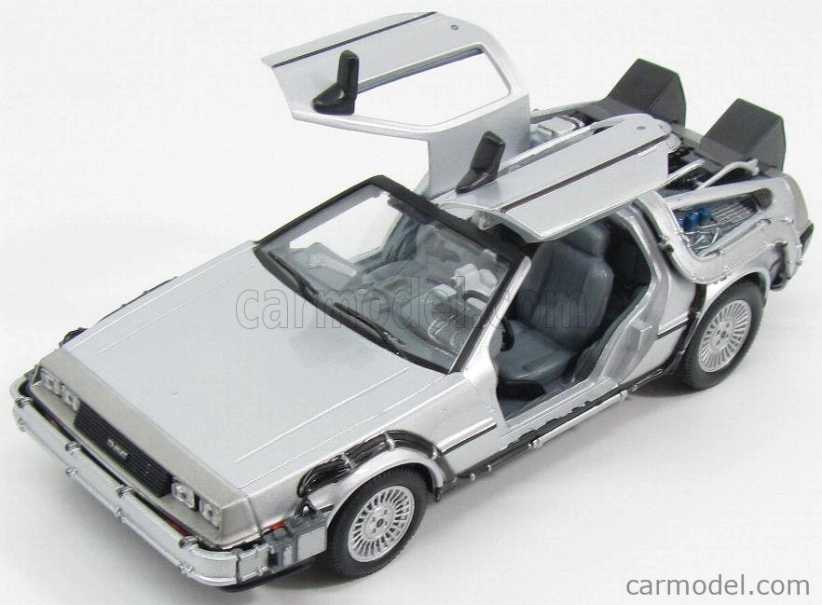 Welly De lorean Set 3 X Time Machine - Back To The Future 1 - 2 - 3 - Ritorno Al Futuro 1 - 2 - 3 1:24 Silver