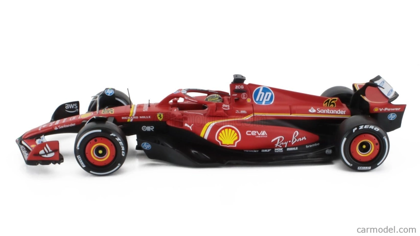 Bburago Ferrari F1 Sf-24 Team Scuderia Ferrari N 16 Winner Italy Monza Gp 2024 Charles Leclerc – Con Vetrina – With Showcase 1:18 červená biela čierna