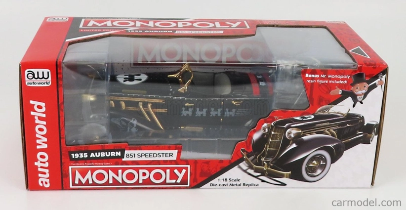 Autoworld Auburn 851 Speedster Open 1935 With Mr. Monopoly Figure 1:18 Černé Zlato