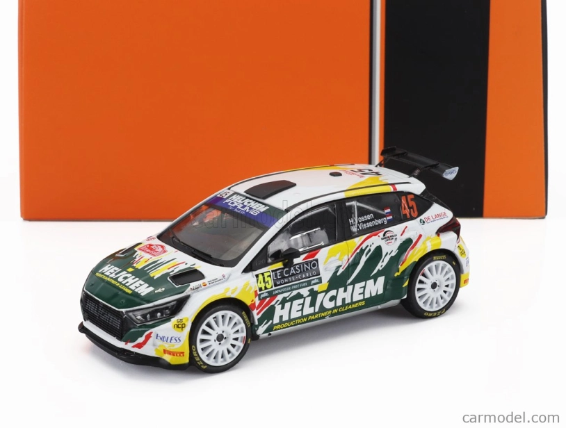 Ixo-models Hyundai I20 N Rally2 N 45 Rally Montecarlo 2024 Henk Vossen - Willem Vissenberg 1:43 Biela Zelená Žltá